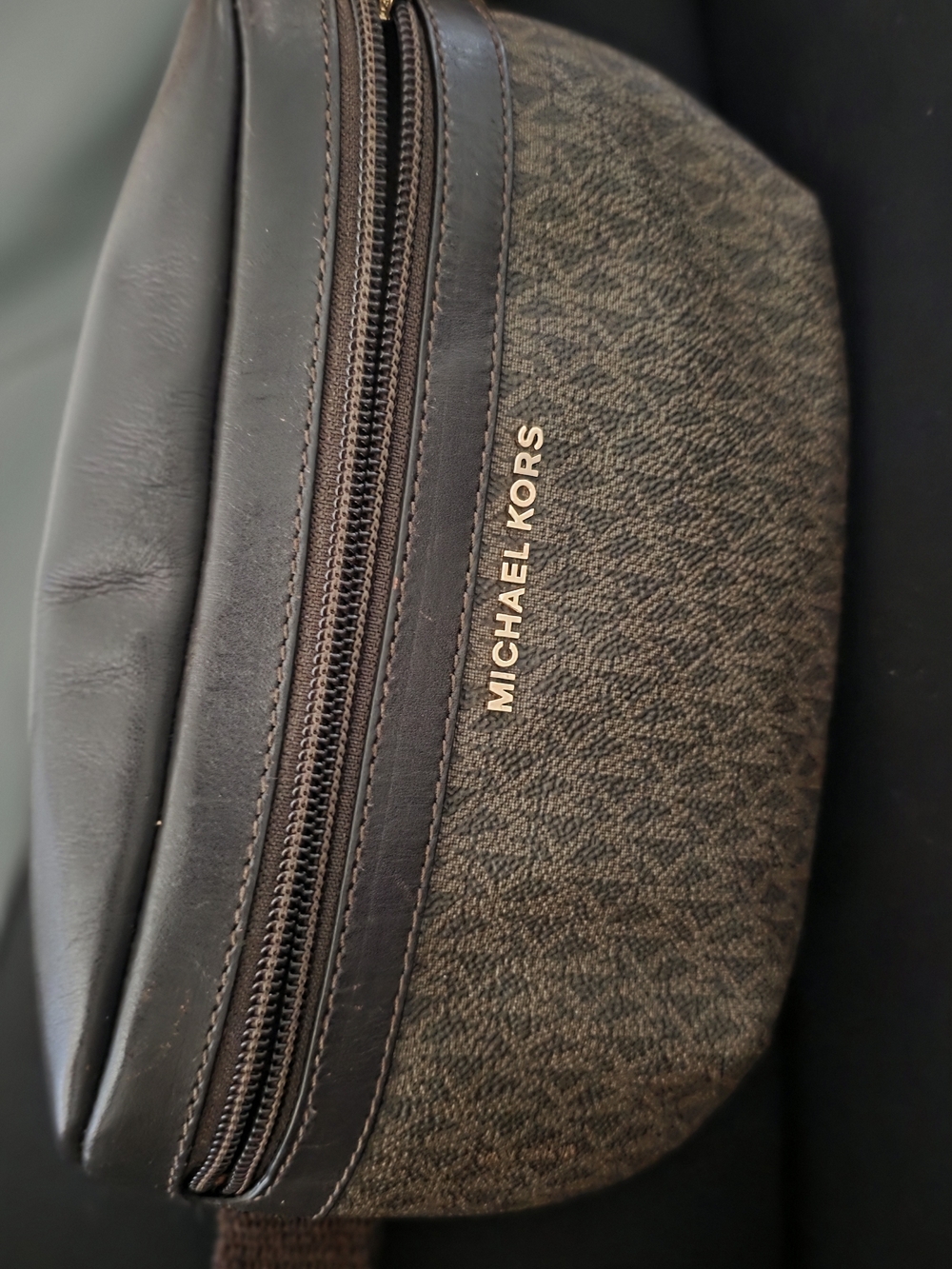 Michael Kors Brown Logo Belt Bag with Gold Hardware